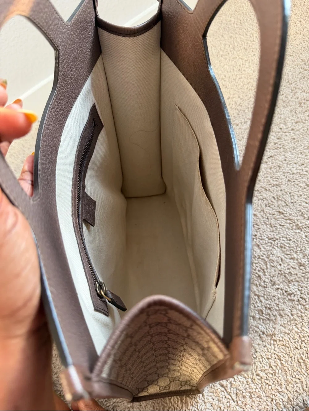Gucci Medium Ophidia Cut Out Handle Tote GG Coated Canvas